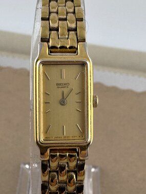 Fabulous Petite Vintage Seiko Watch 18K Gold Plated Custom Channel Link Bracelet